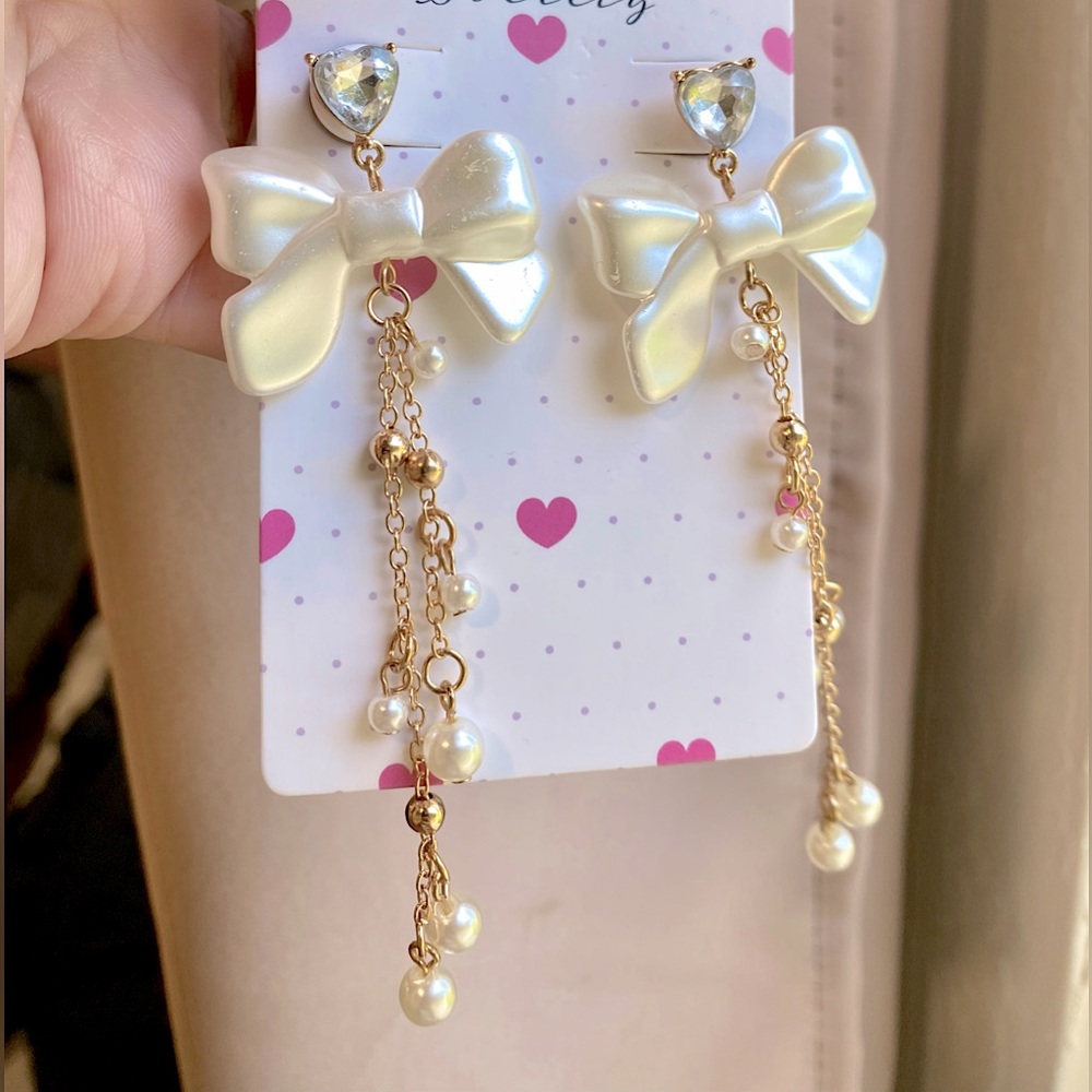 🎀 Sweet Society dangle bow earrings 🎀 Coquette Girl - Picture 3 of 8